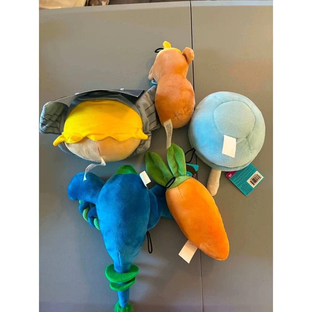 Play One Plush Dog Toy Bundle Marvel Thor Ray Gun Carrot Bear Cereal NWT 5pc